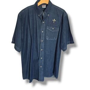 Vintage Bourbon Street New Orleans Men’s Embroidered Button Down denim shirt